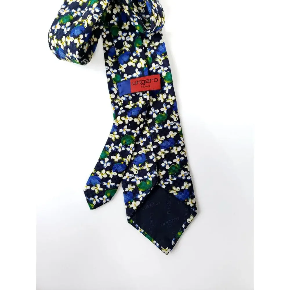 Ungaro Paris Silk Men Necktie Floral Made in Italy Colorful Luxry